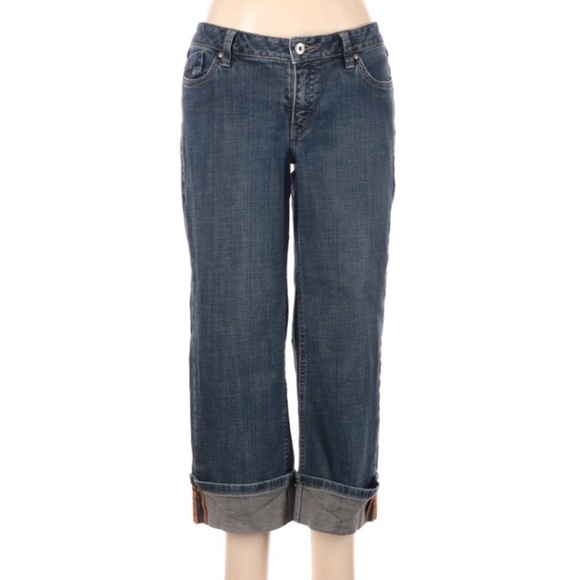 Christopher Blue cuffed cropped jeans capris‎ 8 - Picture 1 of 6